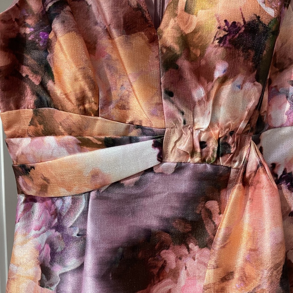 Kay Unger Dress Lani midi sleeveless pink / lavender,floral size 4 - Picture 5 of 10